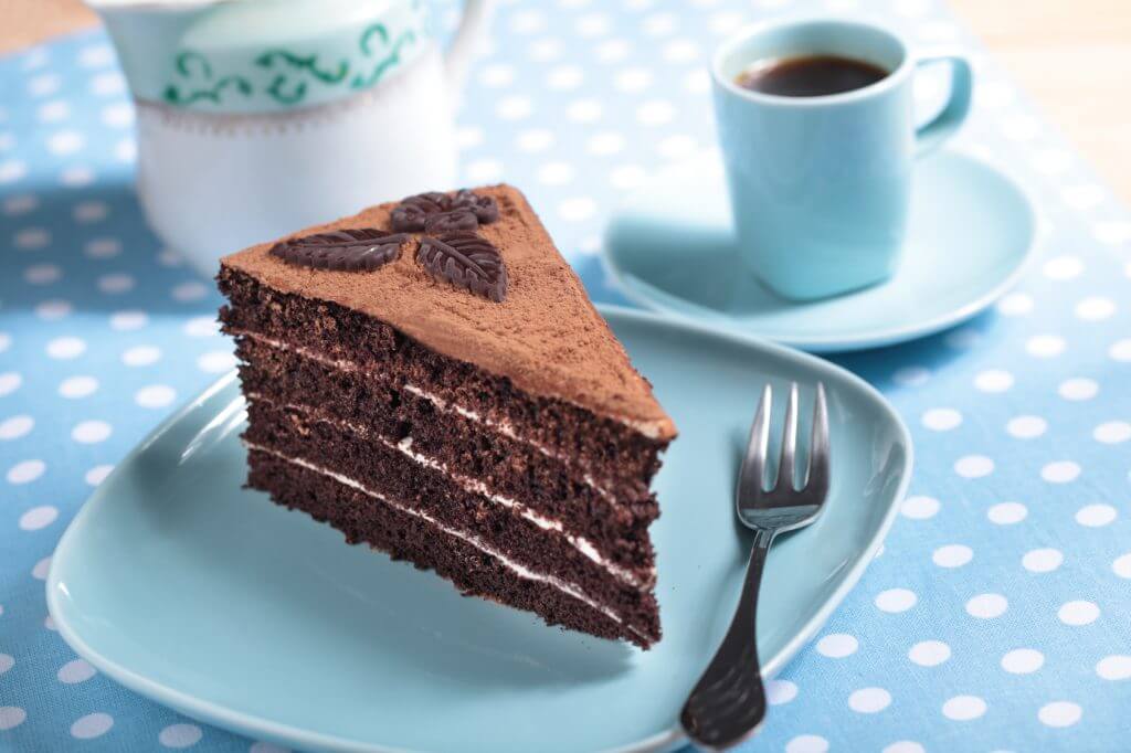 Chocolate cake and coffee