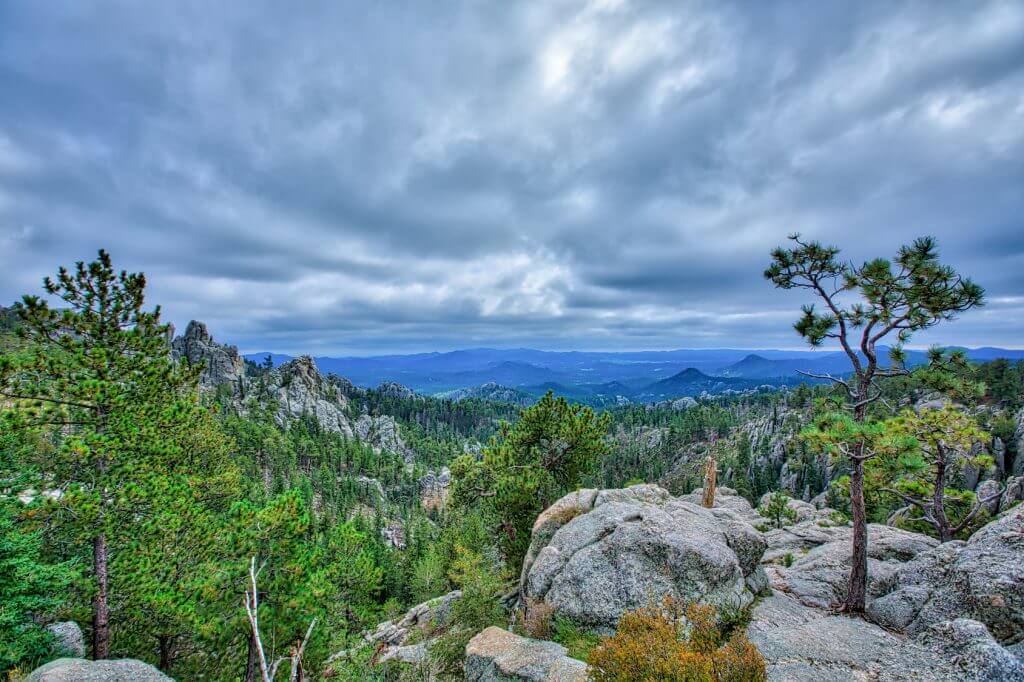 Stormy skies over the Needles area in the Black Hills of South Dakota.
