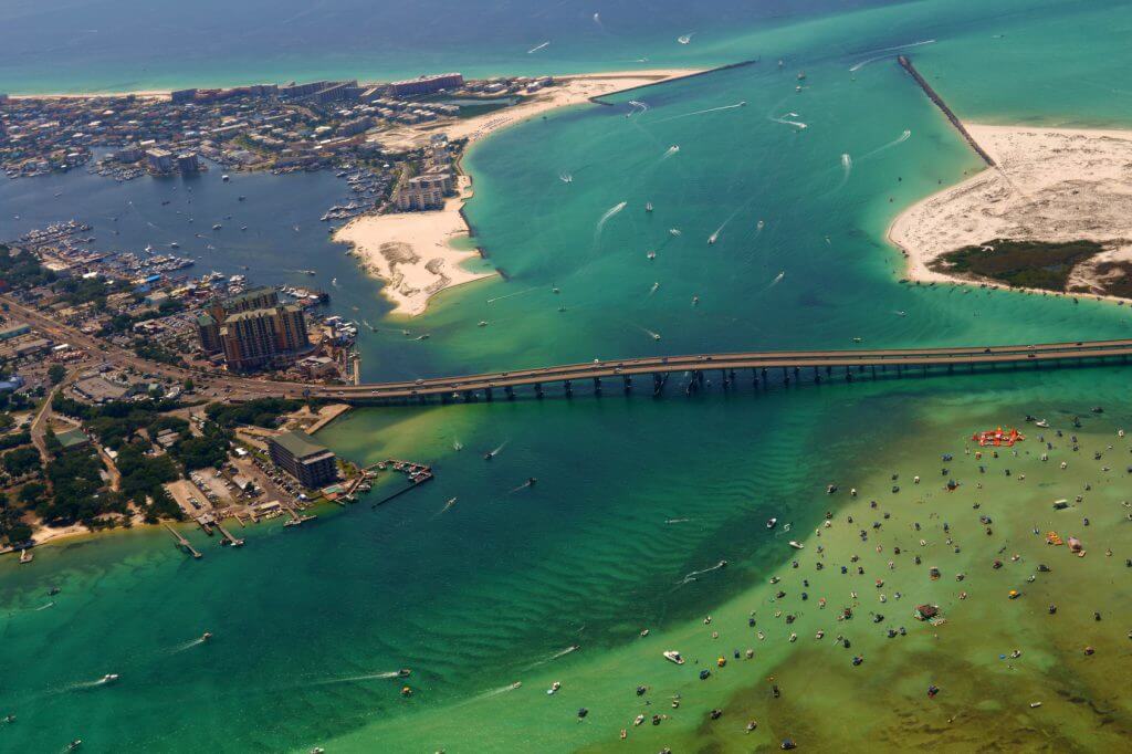 Aerial image of the Destin Harbor in Destin, Florida